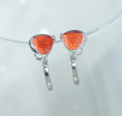 Серебряные серьги с авантюрином натуральным арт. 27036 